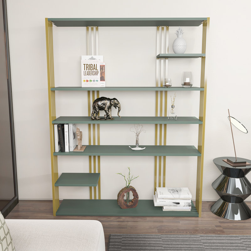 JENI BOOKCASE , Silva Green/Gold