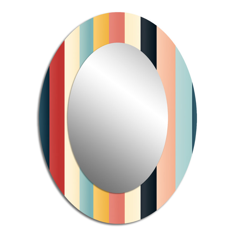 Motif de rayures colorées nostalgie - miroir ovale multicolore, H 40 po x l 30 po