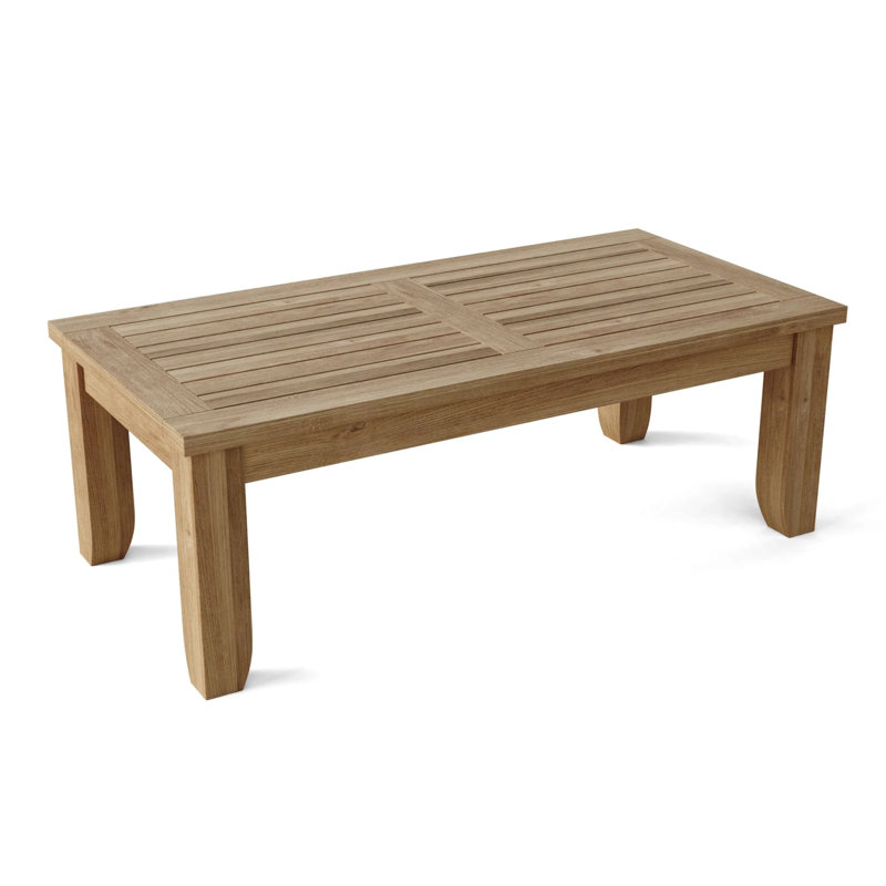 Grayish Brown Teak Wood Outdoor Slatted Coffee Table