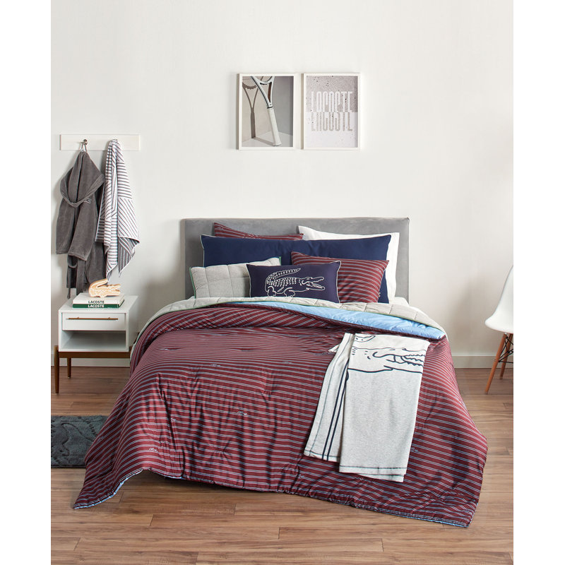 Lacoste Lindenwood Comforter Set, Red, King Comforter + 2 Shams