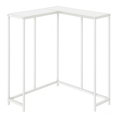 Narrow Console Table, Accent Entryway Corner Living Room Bedroom, White Laminate White Metal Contemporary Modern