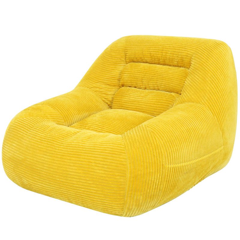Corduroy Fabric Yellow Mini For Bedroom And Dorm, Soft Cozy, No Assembly Needed, Ergonomic Design Family Time, 38.1 In Width, 34 Lb Package Weight Bedroom, Neck Head Support, Weight, 27.5 Tall