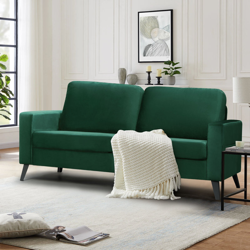 Chione 3 Seater Loveseat, Green Velvet