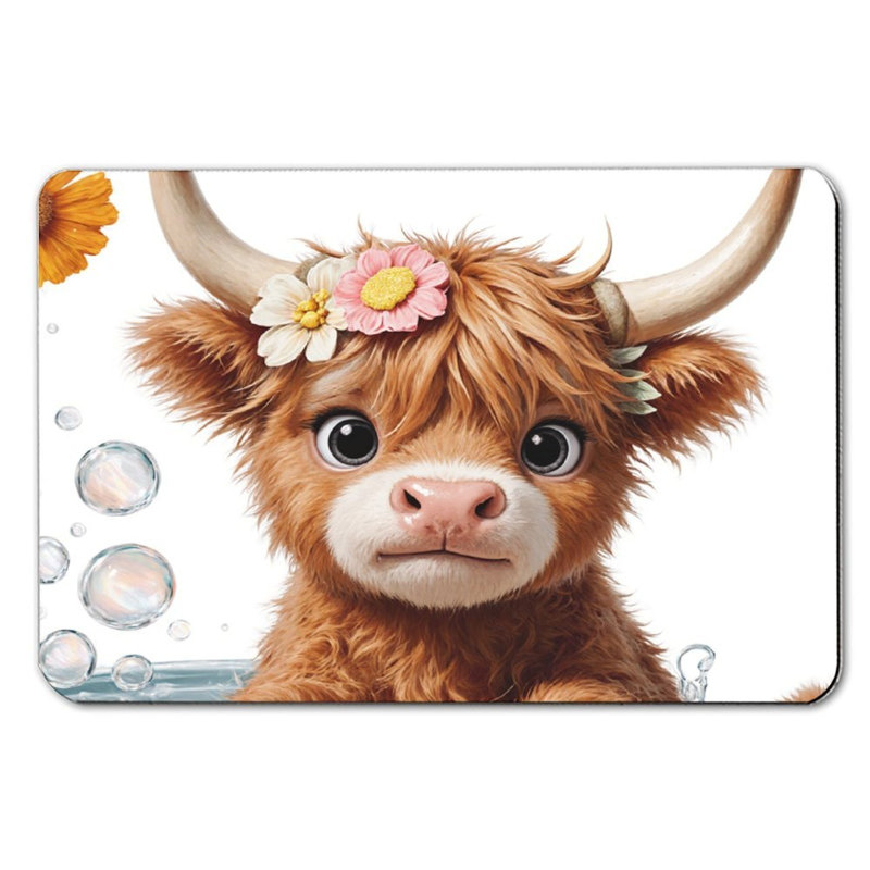 Tapis de bain brun à motif floral de veau velu, 36 x 24