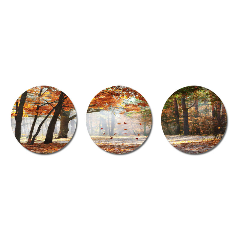 Ensemble de 3 décorations murales arbres d'automne dans l'après-midi