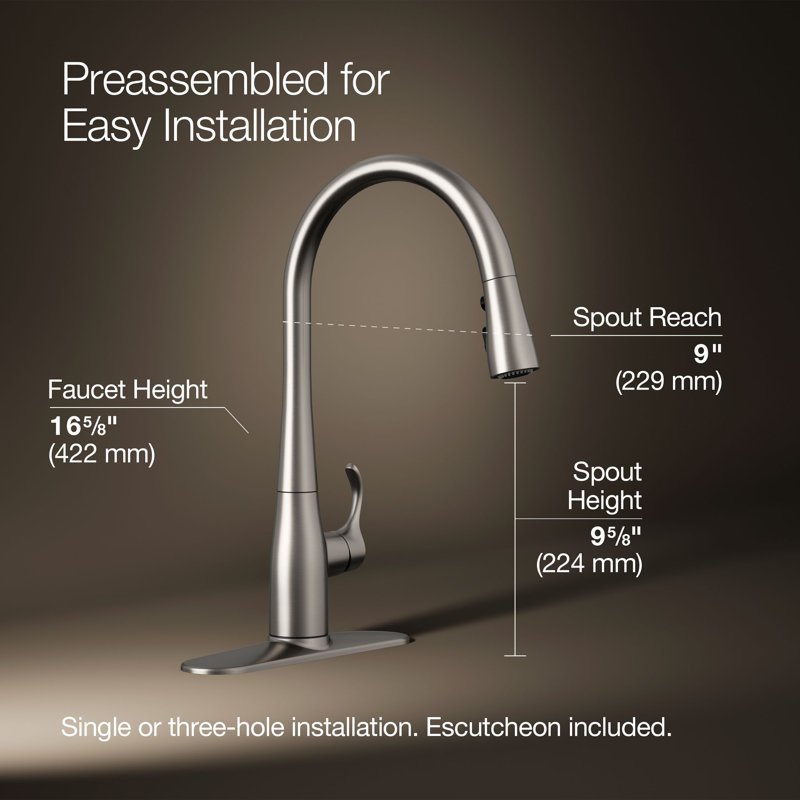 Simplice Pull Down Single Handle Kitchen Faucet, Vibrant Stainless