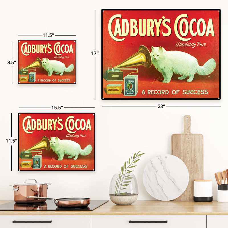Cacao Cadburys rétro sur impression métallique, H 8,5 po x l 11,5 po x P 0,04 po