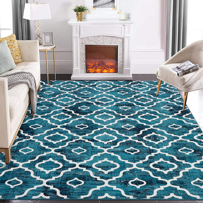 Tapis marocain d'intérieur moderne à motif géométrique lavable à la machine, Rectangle 8 pi x 10 pi
