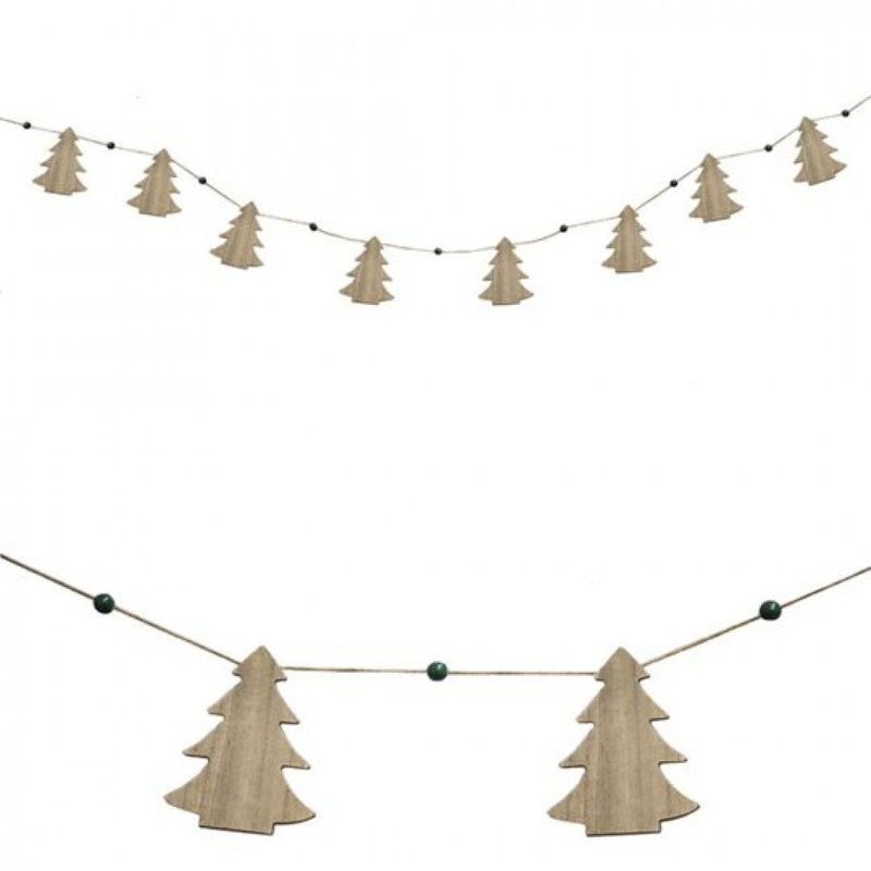 Guirlande arbres en bois avec perles, Vert