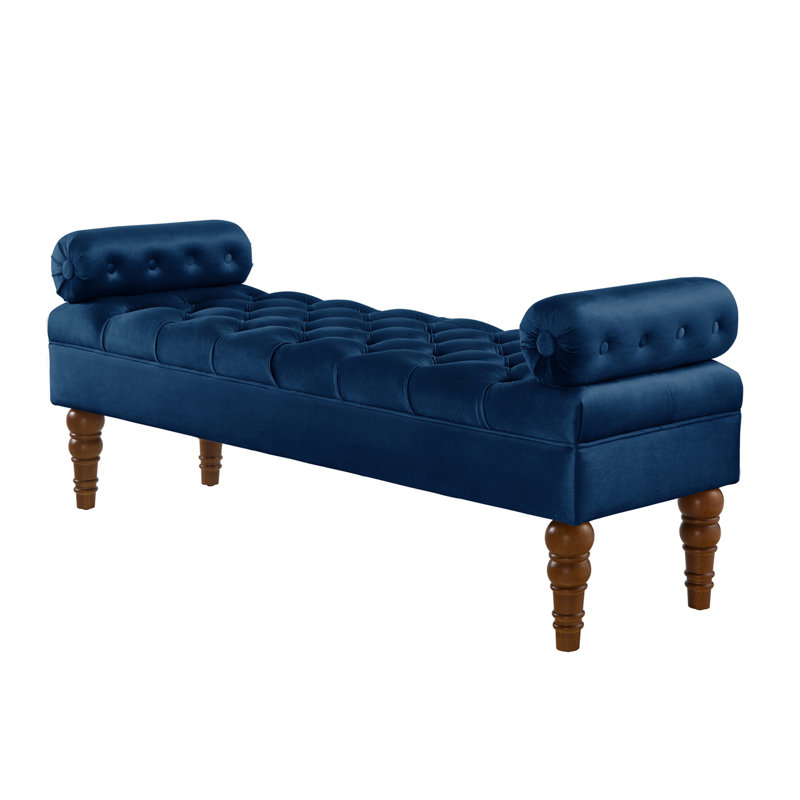 Banc en velours pour lit long pour chambre à coucher, Marine
