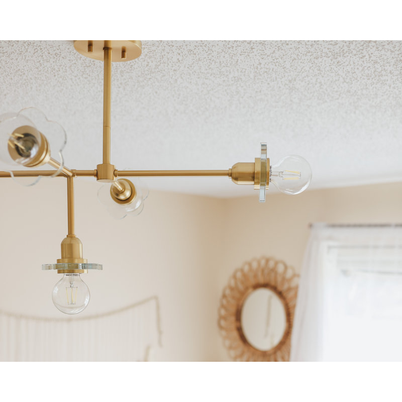 Lustre linéaire spoutnik moderne à 5 lumières Alexa, Laiton vieilli