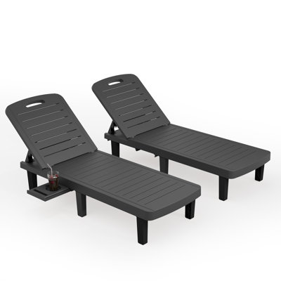 2-Piece Outdoor Resin Chaise Lounge Set - Adjustable Backrest, Weather-Resistant