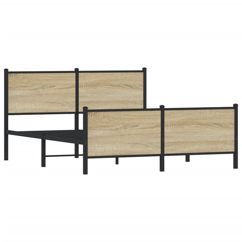Vidaxl Metal Bed Frame Without Mattress Sonoma Oak, 150 x 200 cm