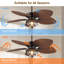 Ventilateur de plafond à 5 pales 52 "avec feuilles tropicales 52" avec lumière et télécommande-890785743
