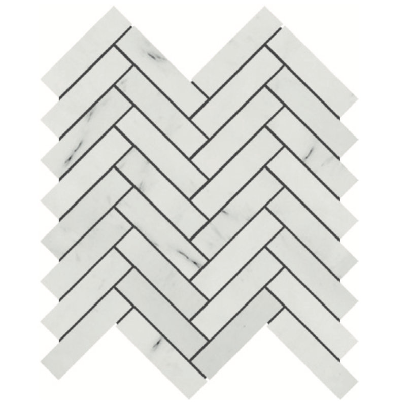Carreau de mosaïque en chevron / chevron 1 po x 4 po Eastern White, Poli