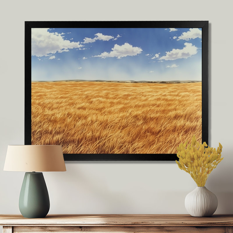 Dragulina Meadow Golden Fields of Corn I - prairie, art mural, H 30 po x l 40 po, Cadre simple, Noir, noir, noir, noir