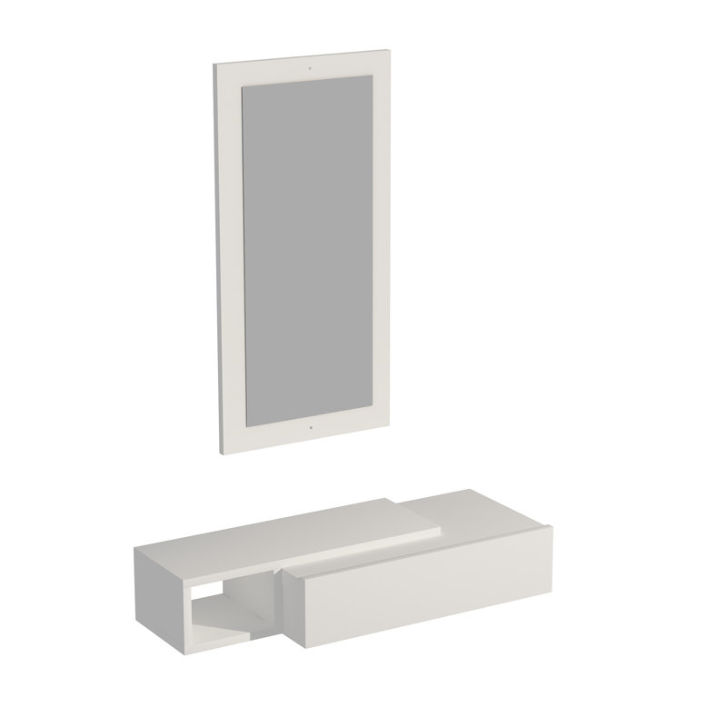 Console Table and Mirror Set 82cm Houts, White, White