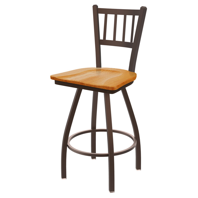 Nicolaie Swivel Counter Stool, Black Wrinkle, Wood-Natural Maple, Bar Stool (36” Seat Height)