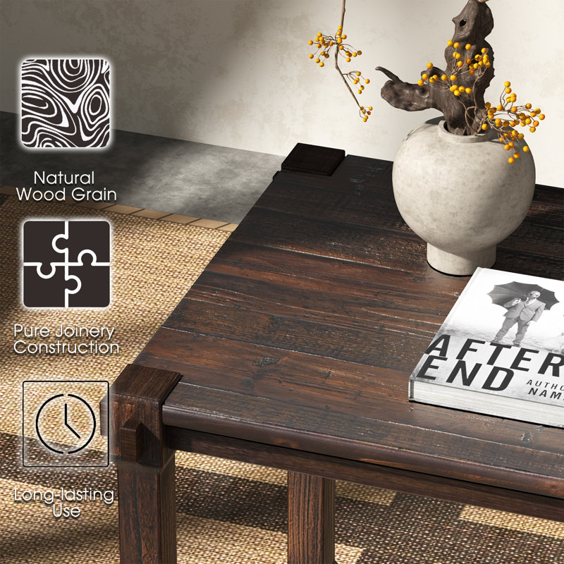 Solid Wood Side Table, 30+ Year Aged Vintage Timber, Mortise And Tenon Craftsmanship, Scratch Proof Surface, Sturdy Bedside And Sofa Table For Living Room Bedroom 20"×22"×22"