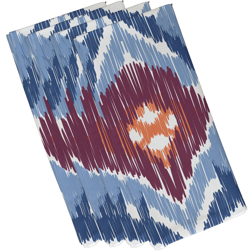 Feltner Polyester Geometric Square Napkin, Blue/Purple