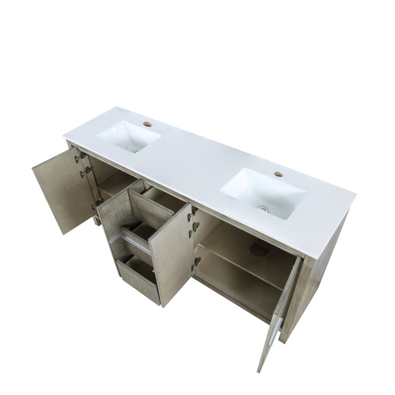 Lafarre Lafarre 72 in W x 20 in D Double Bath Vanity, Rustic Acacia, White Cultured Marble