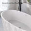 Baignoire autoportante 67 po en forme de losange en acrylique blanc brillant avec débordement rainuré et bonde centrale - Baignoire de luxe architecturale