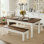 Ensemble de table de salle à manger en bois 55 po avec 2 bancs et 3 pièces