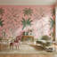 Papier peint floral oiseaux fond rose-2140560590-2140560591