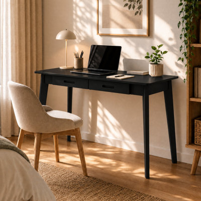 Caidence 2-Drawer Writing Desk with Solid Wood Legs