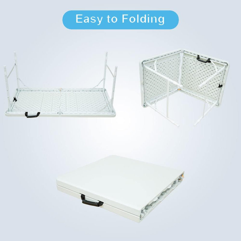 White 4-Foot Adjustable Height Portable Folding Table