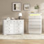 Ensemble de rangement vintage 2 pièces pour chambre à coucher avec commode haute à 6 tiroirs et commode à 6 tiroirs éclairées par DEL-1795092745