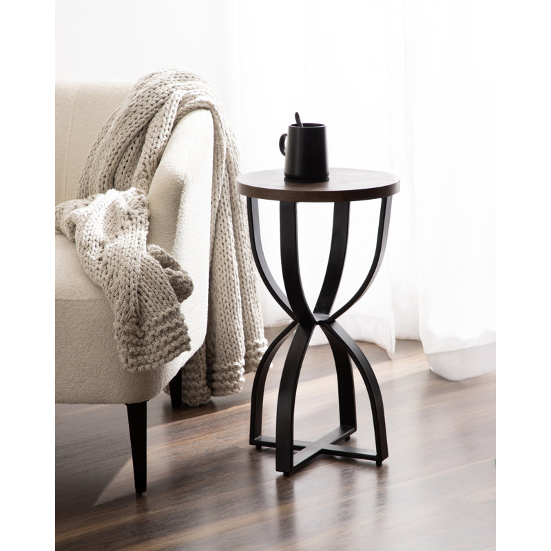 Ulott Wood and Metal Round Side Table