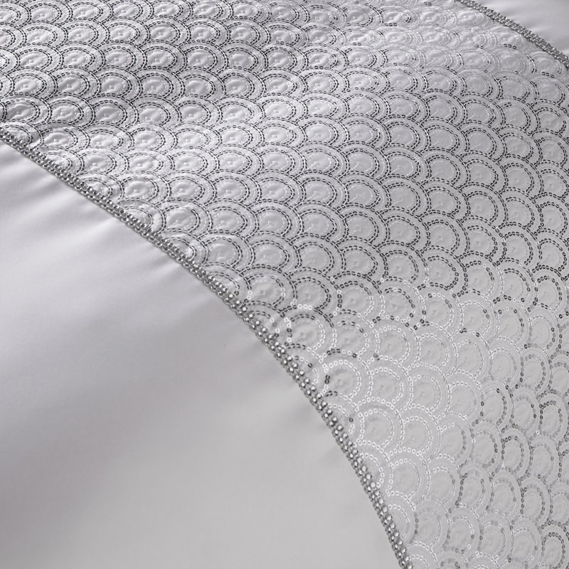Deco Sequin Duvet Cover Set, Double Duvet Cover + 2 Standard Pillowcases, White