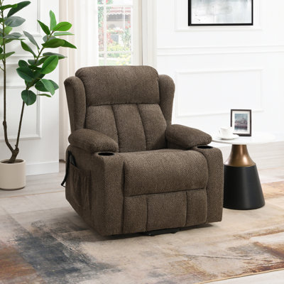 Fauteuil inclinable électrique en lin brun Lusio