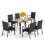 6 - Person Steel Patio Dining Set Umbrella Hole Included Rectangular Table with Cushions Included