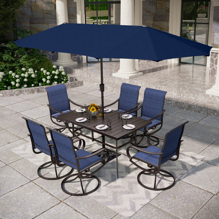 Sutiya 6 - Person Metal Patio Dining Set with Rectangular Table