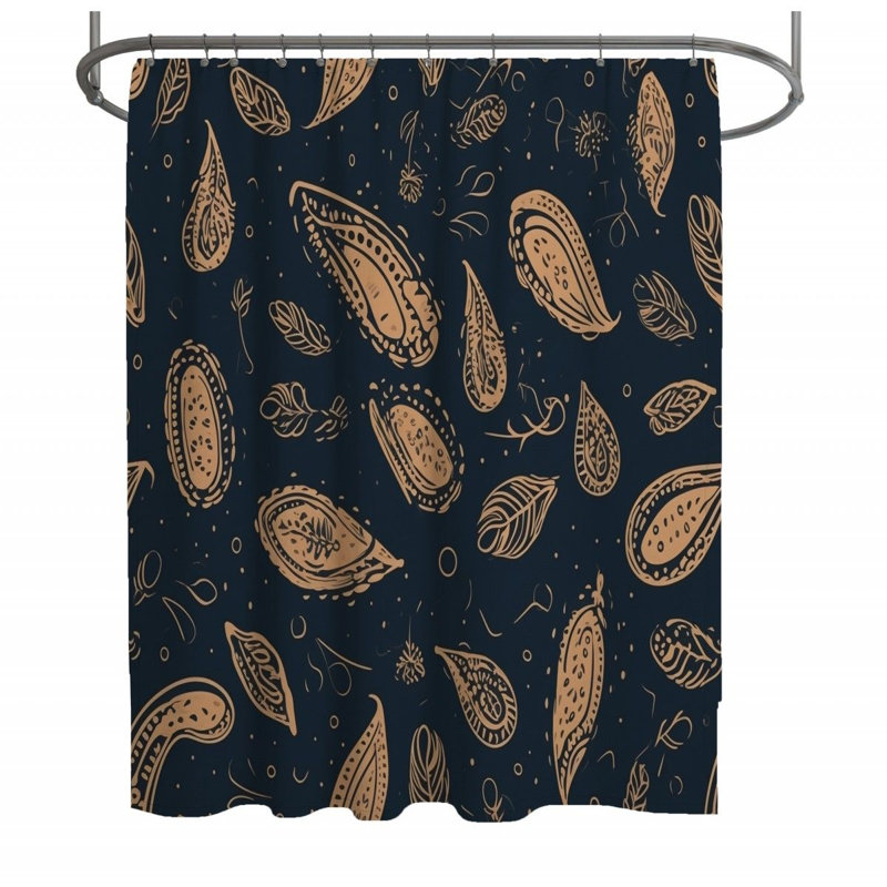 Rideau de douche à motif cachemire - Décoration de salle de bain abstraite, H 73 po x l 70 po