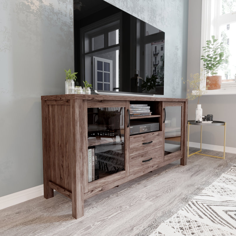 Engineered Wood Buffet Sideboard Storage Cabinet With 2 Drawers, Doors, Brown
