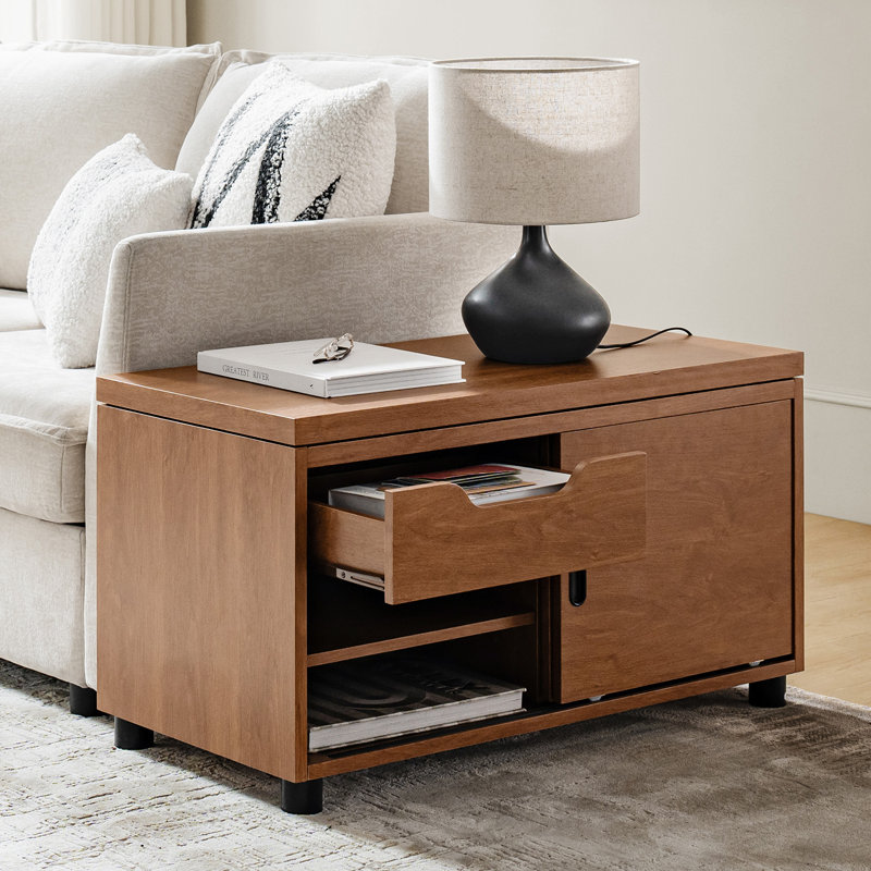 Table basse avec porte coulissante moderne avec porte tiroir Lucrecia, Gland