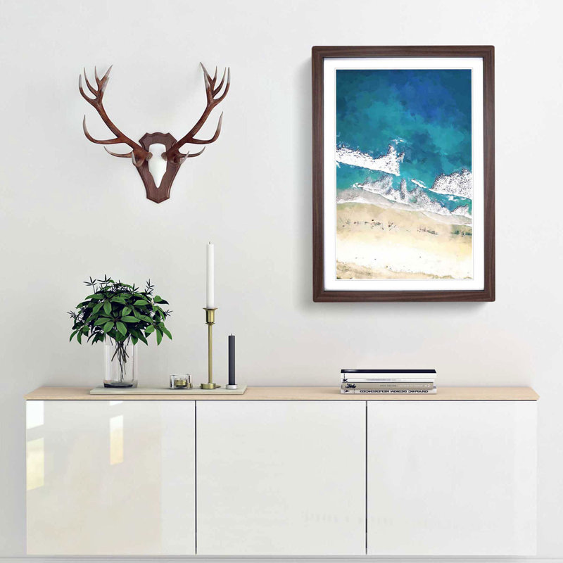 Blacks Beach in San Diego in Abstract - Picture Frame Graphic Art Print, 87cm H x 62cm W x 2cm D, Walnut Framed