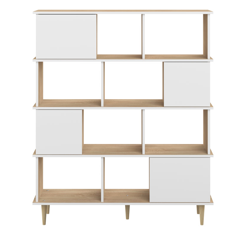 Casswell 147cm H x 119.6cm W Standard Bookcase, Natural Oak /White