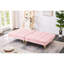 Lit futon de 71 po avec housse rose et pieds en métal robustes - idéal pour un assemblage facile, offrant un bon soutien, un tissu relaxant, un or convertible ferme et un confort durable-1136343160