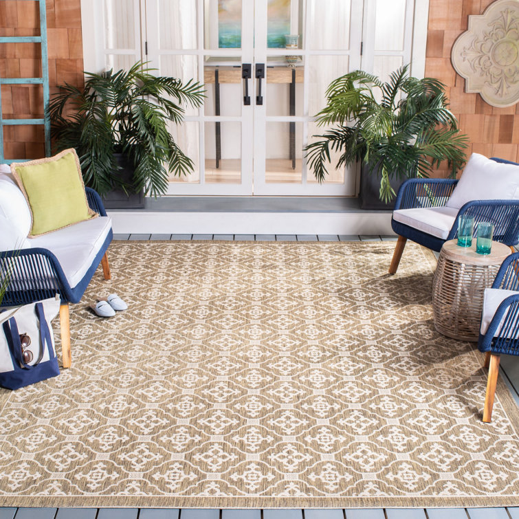 Aengus Geometric Brown/Creme Indoor/Outdoor Area Rug