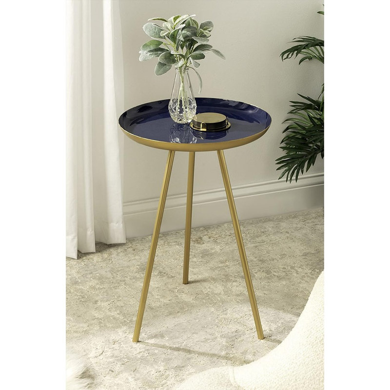 Table de bout à 3 pieds Philo, Bleu marine / or