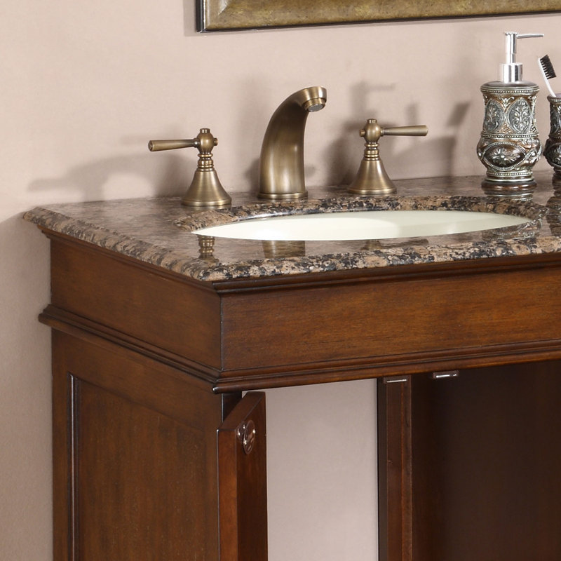 Ensemble de meuble-lavabo double 48 po Alberga, Pierre granite baltique brune