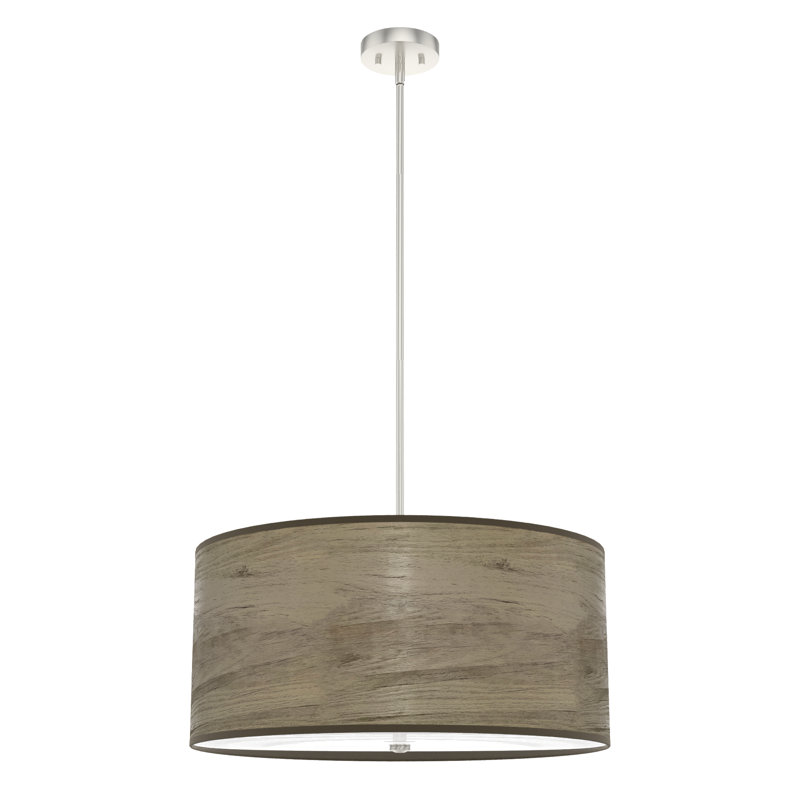 Solhaven 4 - Light Shaded Drum Pendant, Warm Gray Oak