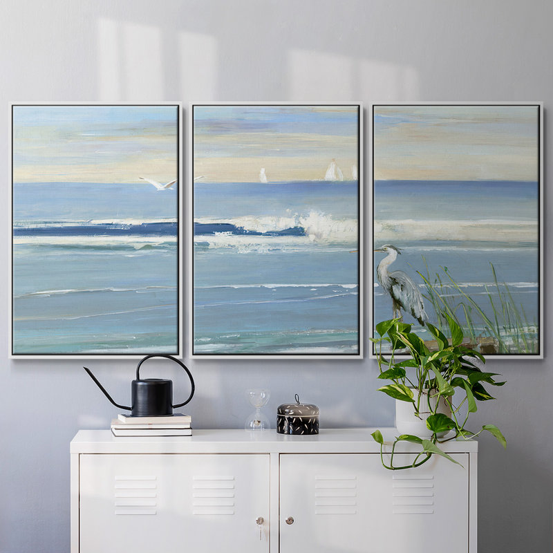 Sunrise Bay - 3 pièces, reproduction sur toile, Blanc, H 36 po x l 75 po x P 2 po