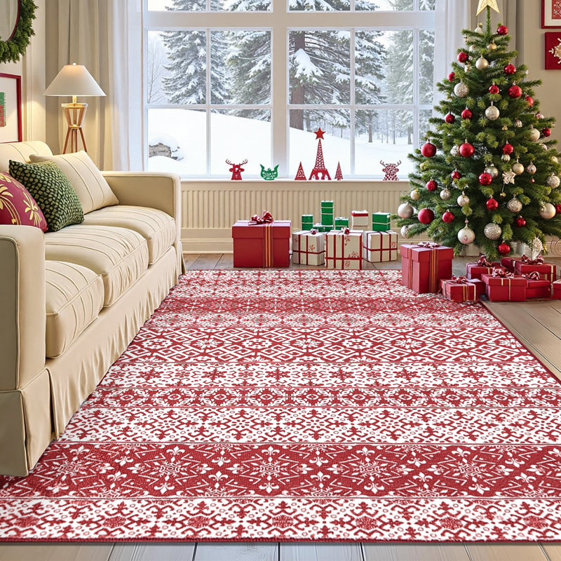 Howlond Christmas Decorative Washable Area Rug With Non-Slip Backing, Rectangle 5' x 7'