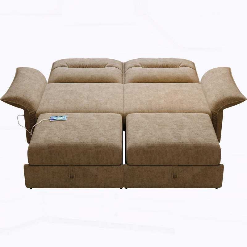 Canapé en tissu Mid-Century, Tissu chameau