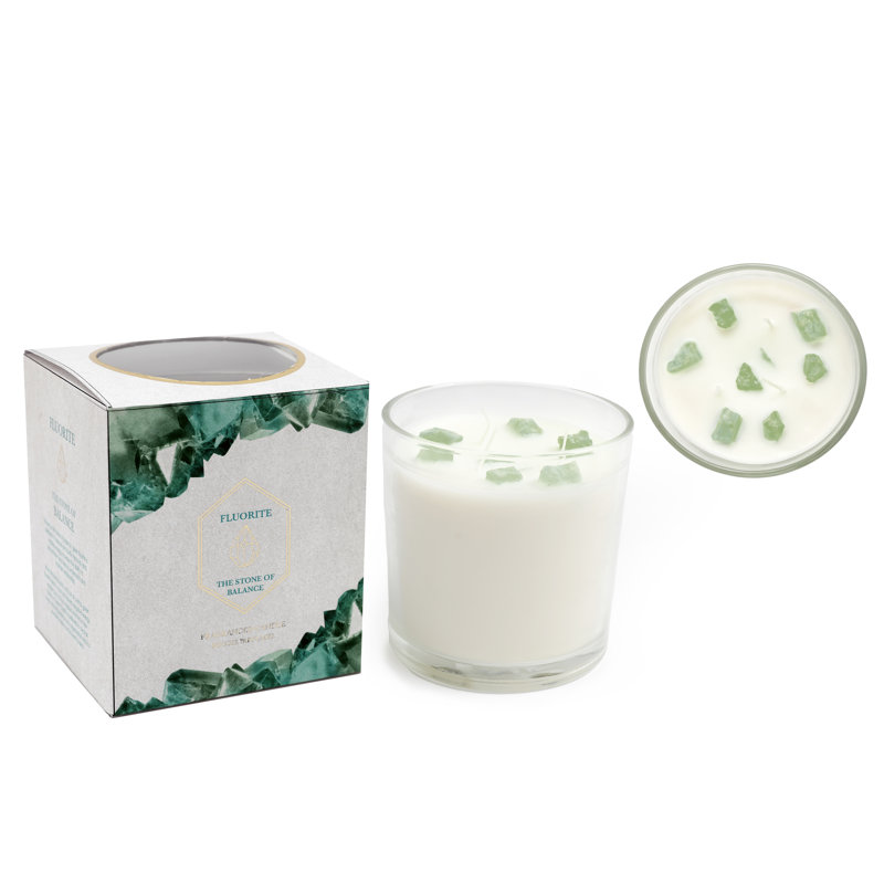 Geko Unscented Jar Candle with Glass Holder, Green Fluorite